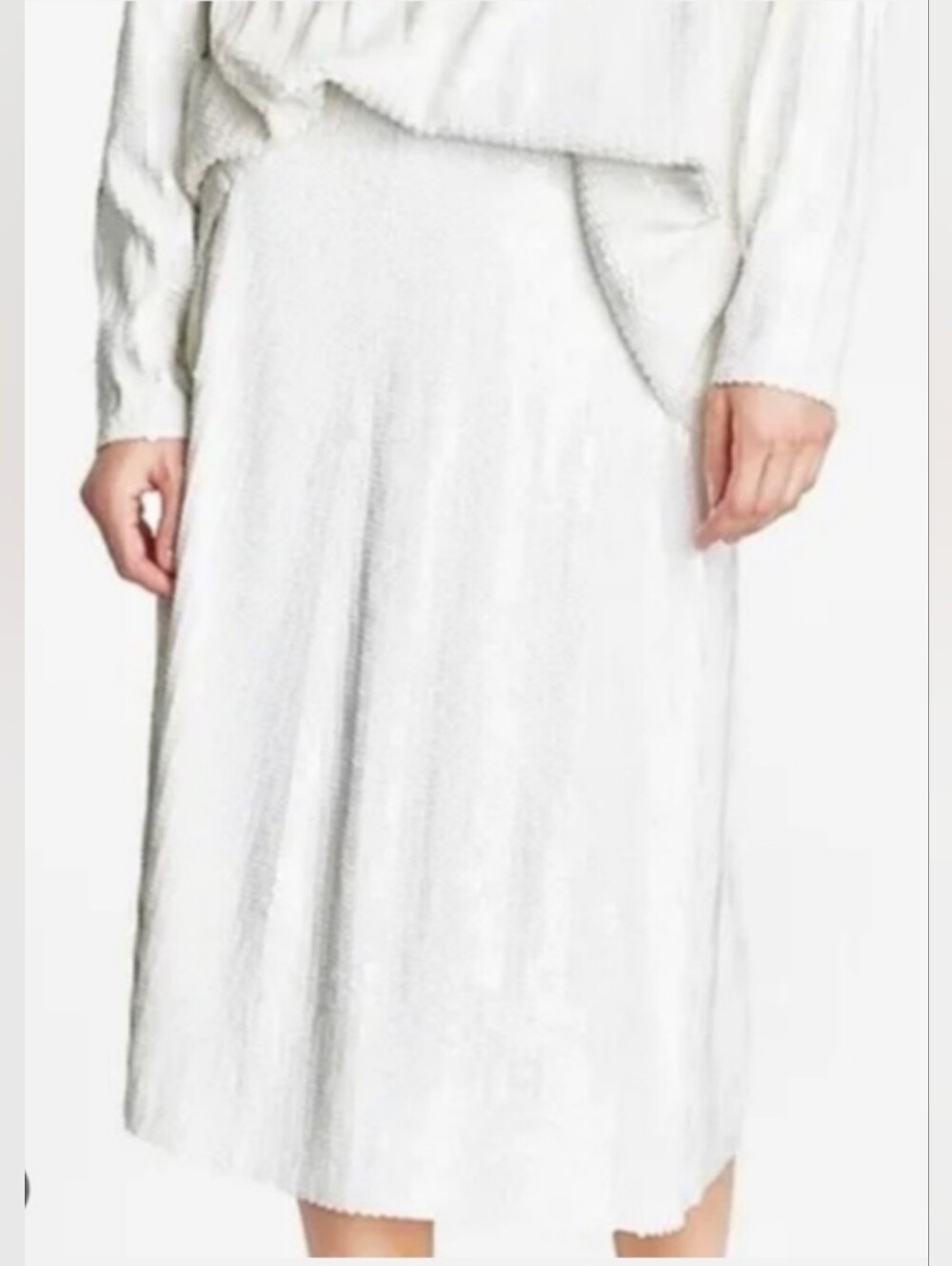 Zara White Sequin Midi Skirt